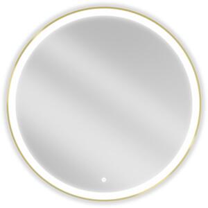 Mexen Esso Oglinda de baie rotunda cu iluminare din spate LED 90cm 6000K Pad de incalzire anti-ceata Rama aurie 9825-090-090-611-50