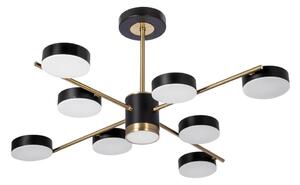 Lustră LED pe tijă 8xLED/7W/230V + LED/6W 3000-6000K d. 77 cm auriu/negru