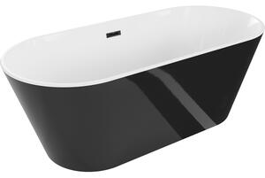 Mexen Flavia, cadă de sine stătătoare 150 x 75 cm, alb-negru, preaplin negru mat, 54031507575-70