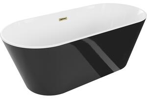 Mexen Flavia, cadă de sine stătătoare 170 x 75 cm, alb-negru, preaplin auriu lucios, 54031708075-50