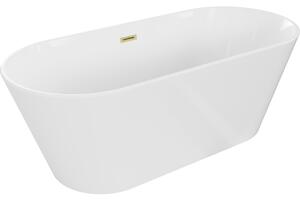 Mexen Flavia, cadă de sine stătătoare 150 x 75 cm, alb, preaplin auriu mat, 54031507500-55