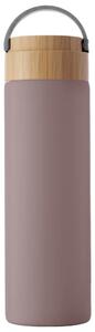 Sticla termos metalica Pufo Traveler cu capac etans din bambus, izoterm, 500 ml, gri