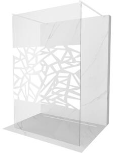 Mexen Kioto, paravan de duș 100 x 200 cm, model sticlă transparent/alb de 8 mm, 2x distanțier stabilizator alb, 800-100-002-20-85