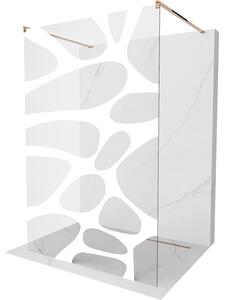 Mexen Kioto, paravan de duș 100 x 200 cm, sticlă transparentă de 8 mm cu model alb, 2x distanțier stabilizator auriu, profil auriu roz, 800-100-002-60-97