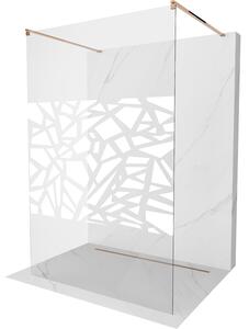 Mexen Kioto, paravan de duș 100 x 200 cm, sticlă transparentă de 8 mm cu model alb, 2x distanțier stabilizator auriu, profil auriu roz, 800-100-002-6…