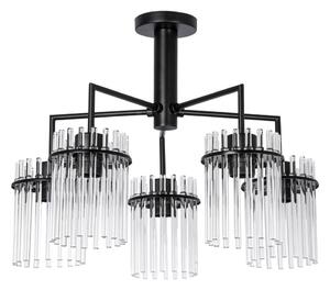 Lustră pe tijă 5xE27/60W/230V negru/transparent