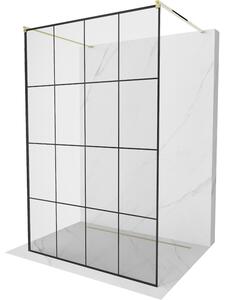 Mexen Kioto, paravan de duș 130 x 200 cm, model sticlă transparent/negru de 8 mm, 2x distanțier stabilizator auriu, 800-130-002-50-77