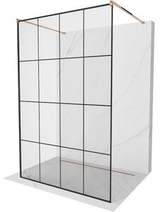 Mexen Kioto, cabină de duș 150 x 200 cm, model sticlă transparentă-negru de 8 mm, profil auriu roz, 800-150-002-60-77