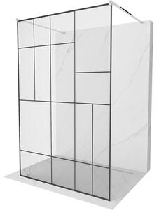 Mexen Kioto, paravan de duș 100 x 200 cm, model sticlă transparent/negru de 8 mm, 2x distanțiere de stabilizare crom, 800-100-002-01-78