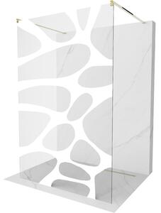 Mexen Kioto, paravan de duș 140 ​​x 200 cm, model sticlă transparentă/alb de 8 mm, 2x distanțier stabilizator auriu, 800-140-002-50-97