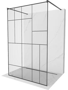 Mexen Kioto, paravan de duș 100 x 200 cm, 8 mm sticlă transparentă/model negru, 2x distanțier stabilizator negru, 800-100-002-70-78