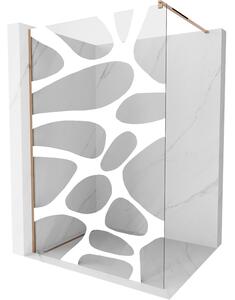 Mexen Kioto, paravan de dus 70x200 cm, sticla transparenta 8mm cu model alb, profil auriu roz, 800-070-101-60-85