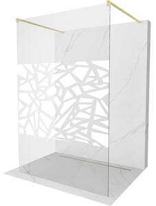 Mexen Kioto, Masa de dus Walk-In 130 x 200 cm, 8 mm sticla transparenta model alb, profil auriu mat, 800-130-002-55-85