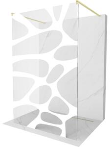 Mexen Kioto, Masa de dus Walk-In 140 x 200 cm, 8 mm sticla transparenta model alb, profil auriu mat, 800-140-002-55-97