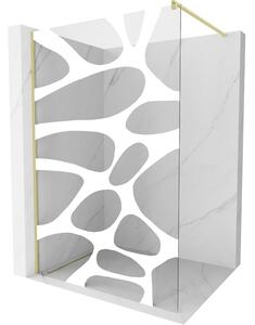 Mexen Kioto, Masa de dus Walk-In 100 x 200 cm, 8 mm sticla transparenta model alb, profil auriu mat, 800-100-101-55-97