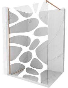 Mexen Kioto, paravan de dus walk-in 90 x 200 cm, 8 mm sticla transparenta model alb, profil cupru mat, 800-090-101-65-97