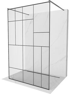 Mexen Kioto, paravan de dus walk-in 100 x 200 cm, 8 mm sticla transparenta model negru, profil grafit, 800-100-002-95-78