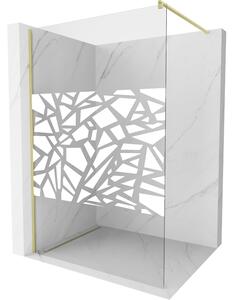 Mexen Kioto, paravan de dus walk-in 70 x 200 cm, 8 mm sticla transparenta model alb, profil auriu mat, 800-070-101-55-85