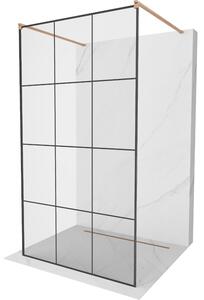 Mexen Kioto, Masa de dus Walk-In 120 x 200 cm, model sticla neagra 8 mm, profil cupru mat, 800-120-002-65-77