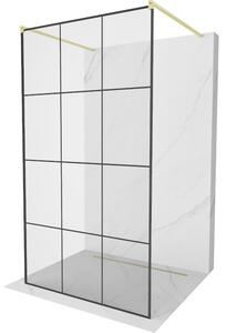 Mexen Kioto, Masa de dus Walk-In 110 x 200 cm, model sticla 8 mm negru, profil auriu mat, 800-110-002-55-77