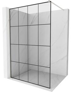 Mexen Kioto, paravan de duș walk-in 130 x 200 cm, sticlă transparentă de 8 mm model negru, profil din oțel periat, 800-130-101-97-77