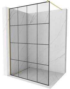 Mexen Kioto, paravan de dus walk-in 130 x 200 cm, 8 mm sticla transparenta model negru, profil auriu mat, 800-130-101-55-77