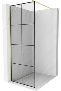 Mexen Kioto, paravan de dus walk-in 90 x 200 cm, 8 mm sticla transparenta model negru, profil auriu mat, 800-090-101-55-77