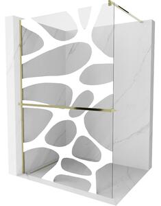 Mexen Kioto+, paravan de dus cu polita si suport pentru prosoape 80 x 200 cm, sticla transparenta 8 mm model alb, profil auriu 800-080-121-50-97
