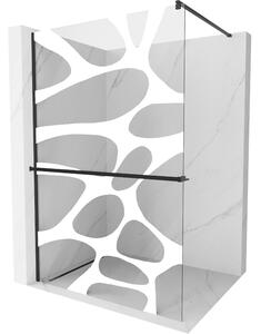 Mexen Kioto+, paravan de dus cu polita si suport pentru prosoape 80 x 200 cm, sticla transparenta 8 mm, model alb, profil negru, 800-080-121-70-97