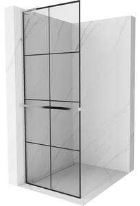 Mexen Kioto+ L, cabină de duș cu poliță și cuier 90 x 200 cm, sticlă transparentă de 8 mm model negru, profil cromat, 800-090-123-01-77