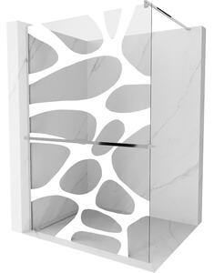 Mexen Kioto+, paravan de dus cu polita si suport pentru prosoape 70 x 200 cm, sticla transparenta 8 mm model alb, profil cromat, 800-070-121-01-97
