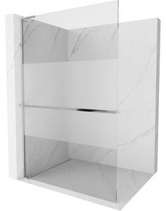 Mexen Kioto+ L, paravan de dus walk-in cu polita si cuier 70 x 200 cm, sticla matita transparenta 8 mm, profil cromat, 800-070-123-01-35