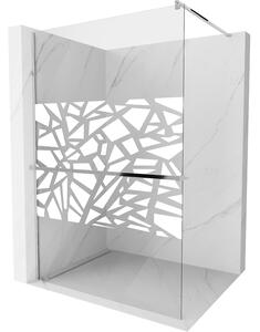 Mexen Kioto+, paravan de dus cu polita si suport pentru prosoape 70 x 200 cm, sticla transparenta 8 mm model alb, profil cromat, 800-070-121-01-85