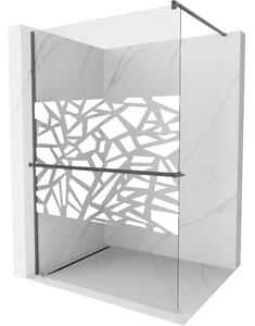 Mexen Kioto+, Paravan de duș Walk-In cu poliță și cuier 130 x 200 cm, sticlă transparentă 8 mm model alb, profil grafit, 800-130-121-66-85