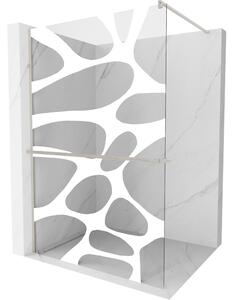 Mexen Kioto+, paravan de dus walk-in cu polita si cuier 140 x 200 cm, model sticla transparenta 8 mm alb, profil din otel periat, 800-140-121-97-97