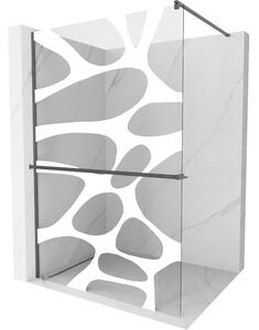 Mexen Kioto+, Paravan de duș Walk-In cu poliță și cuier 70 x 200 cm, sticlă transparentă model alb de 8 mm, profil grafit, 800-070-121-66-97