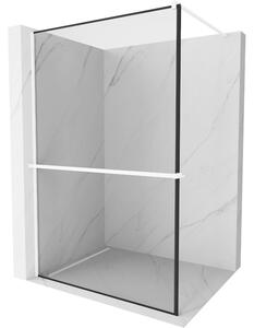 Mexen Kioto+, cabină de duș cu poliță și cuier 100 x 200 cm, sticlă transparentă de 8 mm model negru, profil alb, 800-100-121-20-70