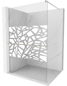 Mexen Kioto+, Paravan de duș Walk-In cu poliță și cuier 110 x 200 cm, sticlă transparentă 8 mm model alb, profil din oțel periat, 800-110-121-97-85