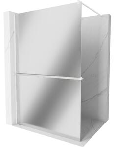 Mexen Kioto+, paravan de dus walk-in cu polita si cuier 70 x 200 cm, sticla model oglinda de 8 mm, profil alb, 800-070-121-20-50