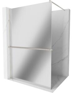 Mexen Kioto+, paravan de dus walk-in cu polita si cuier 120 x 200 cm, model oglinda de sticla 8 mm, profil din otel periat, 800-120-121-97-50