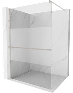 Mexen Kioto+, paravan de dus walk-in cu polita si cuier 70 x 200 cm, sticla transparenta 8 mm, profil din otel periat, 800-070-121-97-35