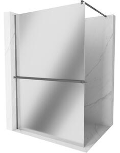Mexen Kioto+, Paravan de duș Walk-In cu poliță și cuier 80 x 200 cm, sticlă model oglindă de 8 mm, profil grafit, 800-080-121-95-50