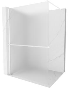 Mexen Kioto+, Paravan de duș Walk-In cu poliță și cuier 140 x 200 cm, sticlă mată 8 mm, profil alb, 800-140-121-20-30