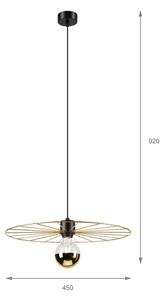 Lustră pe cablu MONTANA 1xE27/15W/230V d. 45 cm auriu/negru