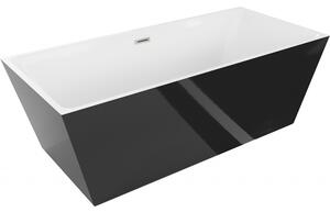 Mexen Lita, cadă de sine stătătoare 170 x 75 cm, alb-negru, preaplin din oțel periat, 52121707575-97