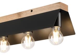 Plafonieră ESME 5xE27/15W/230V negru/stejar