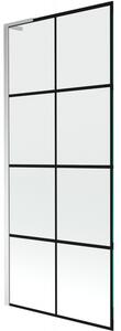 Mexen Next L, paravan de baie cu 1 aripă 80 x 150 cm, model sticlă transparentă de 6 mm negru, profil cromat, 895-080-000-03-77-01