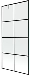 Mexen Next, paravan de baie 1 aripă 100 x 150 cm, aripă fixă, sticlă transparentă de 6 mm cu model negru, profil cromat, 895-100-000-00-77-01