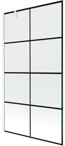 Mexen Next, paravan de baie 1 aripă 100 x 150 cm, aripă fixă, sticlă transparentă de 6 mm cu model negru, profil alb, 895-100-000-00-77-20