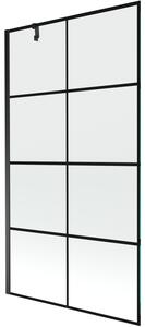 Mexen Next, paravan de baie 1 aripă 100 x 150 cm, aripă fixă, sticlă transparentă de 6 mm cu model negru, profil negru, 895-100-000-00-77-70